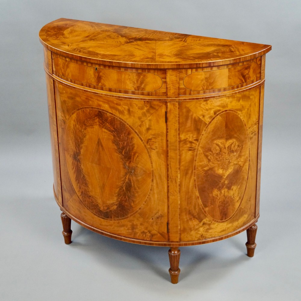 A Fine Pair Of Satinwood Demi Lune Commodes View VI