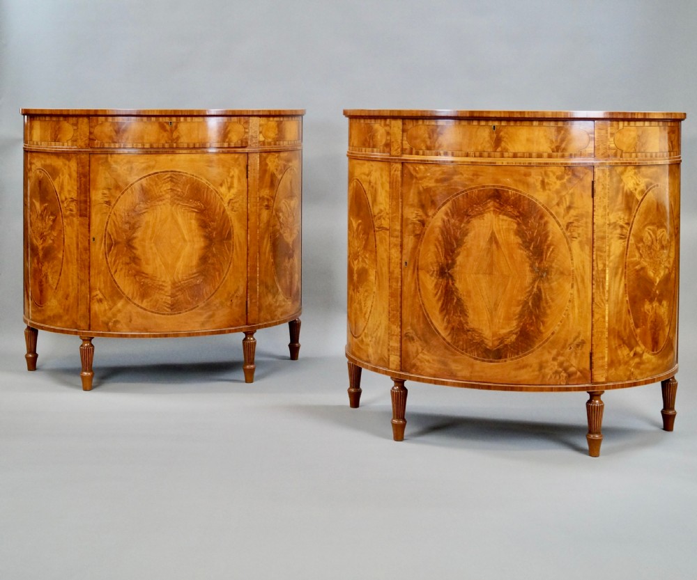 A Fine Pair Of Satinwood Demi Lune Commodes View VII