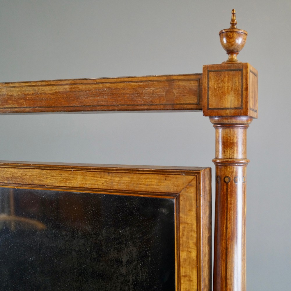 A Superb Sheraton Satinwood Cheval Mirror View II