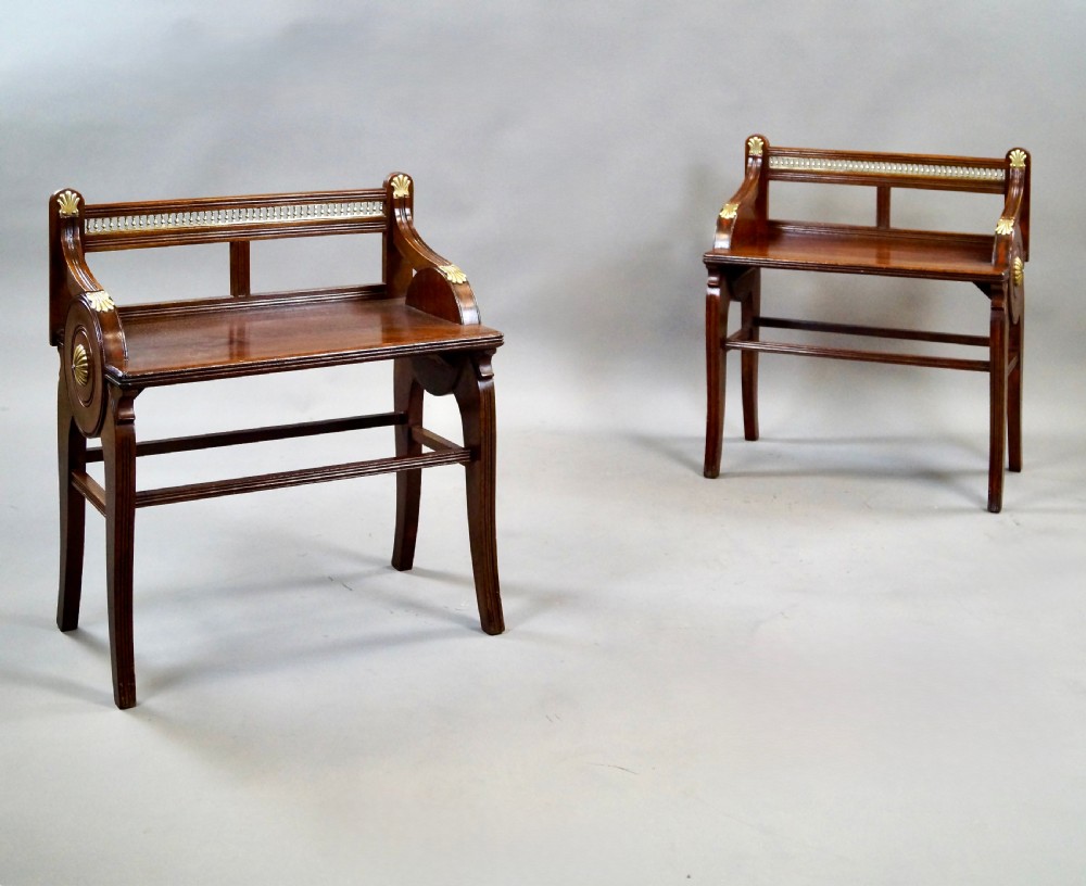 An Excellent Pair Of Mahogany Jas Shoolbred Benches View IV