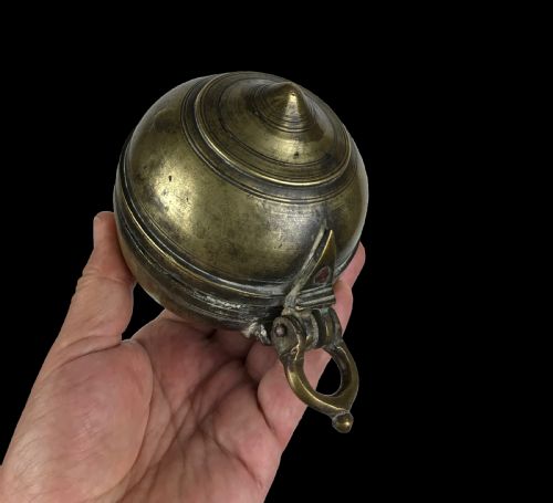 a large cast brass betel lime container kerala southern india early 19th century