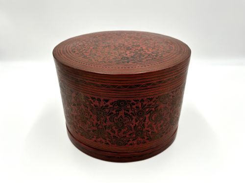 a large finely decorated lacquer rattan betel box burmese 19th century
