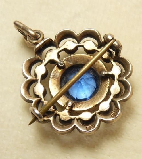 EDWARDIAN PASTE AND SILVER PENDANT BROOCH - ADDITIONAL PHOTO 1