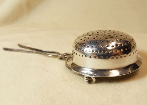 fig 1. Superb William IV Solid Silver Tea Strainer. London 1832