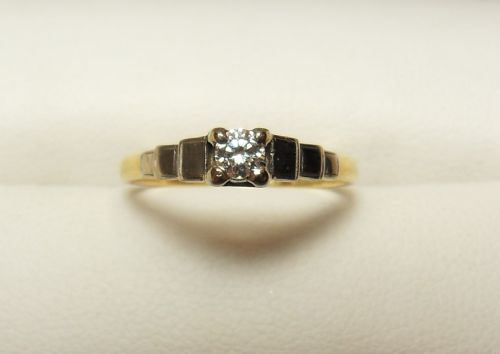 fig 1. Beautiful Art Deco 18ct Gold and Platinum Diamond ring