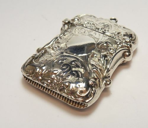 STUNNING EDWARDIAN SILVER VESTA HALLMARKED SM LEVI BIRMINGHAM 1902 - ADDITIONAL PHOTO 1