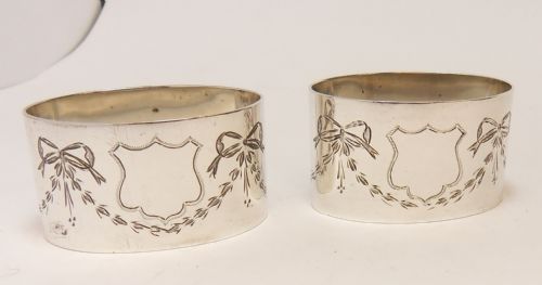 PAIR OF SOLID SILVER NAPKIN RINGS BIRMINGHAM 1927 J GLOSTER LTD - ADDITIONAL PHOTO 1