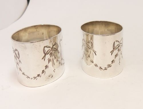 PAIR OF SOLID SILVER NAPKIN RINGS BIRMINGHAM 1927 J GLOSTER LTD - ADDITIONAL PHOTO 2
