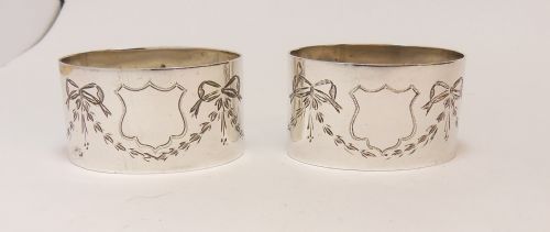 pair of solid silver napkin rings birmingham 1927 j gloster ltd - CATEGORY: ANTIQUE SILVER - DATED 