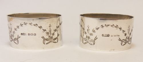 PAIR OF SOLID SILVER NAPKIN RINGS BIRMINGHAM 1927 J GLOSTER LTD - ADDITIONAL PHOTO 6