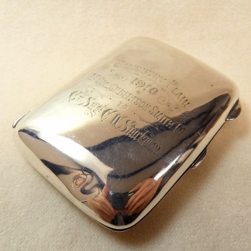 FINE SOLID SILVER CIGARETTE CASE MADE BY ROBERT PRINGLE SONS BIRMINGHAM 1906 - ADDITIONAL PHOTO 1
