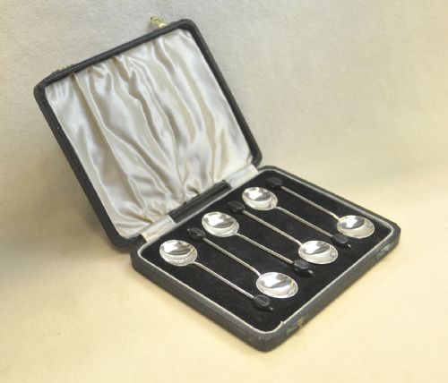 a perfect set of six solid silver coffee bean spoons birmingham 19291930 william suckling ltd - CATEGORY: ANTIQUE SILVER - DATED 1930