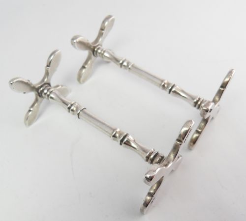 SOLID SILVER KNIFE RESTS BIRMINGHAM 1910 MAKER ELKINGTONS NJL6891 - ADDITIONAL PHOTO 1