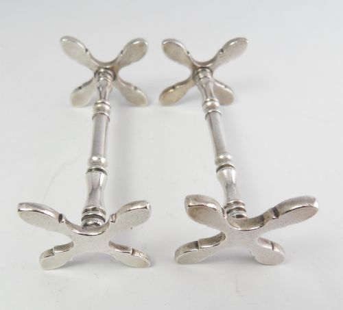 SOLID SILVER KNIFE RESTS BIRMINGHAM 1910 MAKER ELKINGTONS NJL6891 - ADDITIONAL PHOTO 2