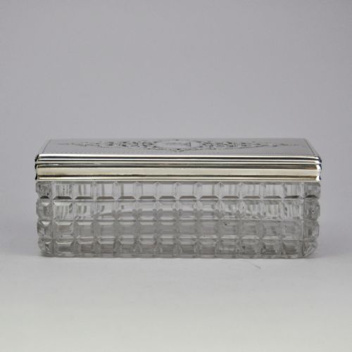 BEAUTIFUL SILVER TOPPED BOX WITH CUT GLASS BASE HALLMARKED LONDON 1859 BY THOS JOHNSON I NJL9620 - ADDITIONAL PHOTO 1