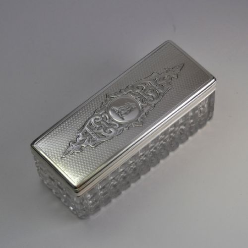 BEAUTIFUL SILVER TOPPED BOX WITH CUT GLASS BASE HALLMARKED LONDON 1859 BY THOS JOHNSON I NJL9620 - ADDITIONAL PHOTO 3