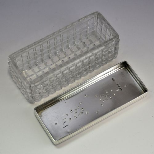 BEAUTIFUL SILVER TOPPED BOX WITH CUT GLASS BASE HALLMARKED LONDON 1859 BY THOS JOHNSON I NJL9620 - ADDITIONAL PHOTO 5