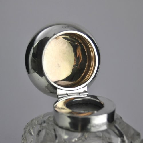 SILVER CUT GLASS INK WELL BY NATHAN HAYES HALLMARKED CHESTER 1902 NJL9621 - ADDITIONAL PHOTO 5