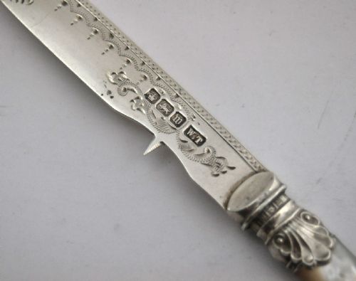 RARE SILVER MOTHER OF PEARL FRUIT KNIFEPEELER SHEFFIELD 1914 - ADDITIONAL PHOTO 7