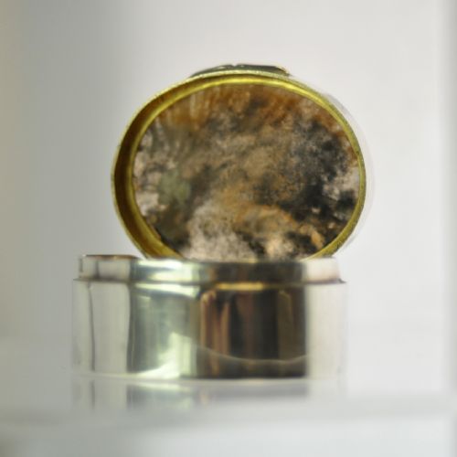 SILVER MOSS AGATE LIDDED BOX LONDON 1909 JOHN EVANS - ADDITIONAL PHOTO 5