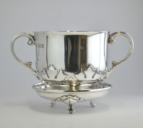 SILVER PORRINGER RARE FOOTED LID LONDON 1917 BY JOHNSON WALKER NJL10183 - ADDITIONAL PHOTO 2