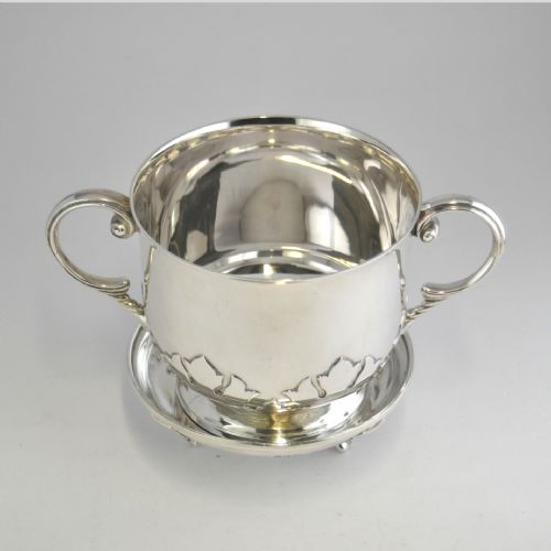 SILVER PORRINGER RARE FOOTED LID LONDON 1917 BY JOHNSON WALKER NJL10183 - ADDITIONAL PHOTO 3