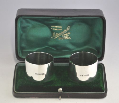 pair silver napkin rings birmingham 1909 jones crompton - CATEGORY: ANTIQUE SILVER - DATED 1900
