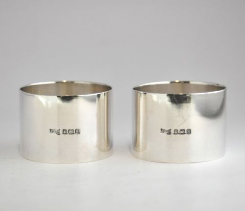 PAIR SILVER NAPKIN RINGS BIRMINGHAM 1909 JONES CROMPTON - ADDITIONAL PHOTO 1