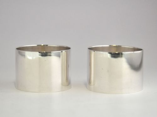 PAIR SILVER NAPKIN RINGS BIRMINGHAM 1909 JONES CROMPTON - ADDITIONAL PHOTO 2