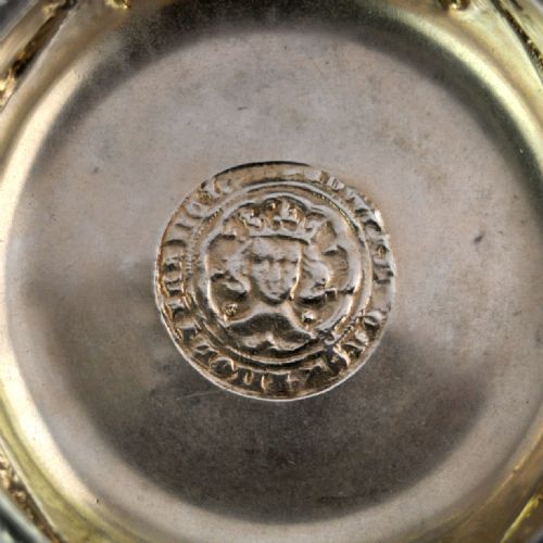 SILVER BOX MEDIEVAL COIN IN BASE IMPORT MARK LONDON 1923 ELLY ISAAC MILLER NJL 9617 - ADDITIONAL PHOTO 2