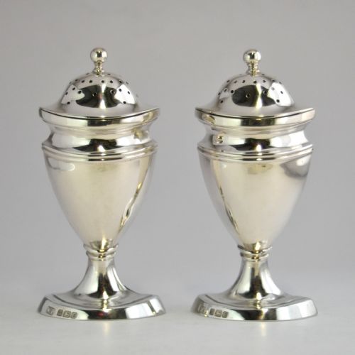 pair silver pepper pots sheffield 1910 walter adams phillips njl9530 - CATEGORY: ANTIQUE SILVER - DATED 1910
