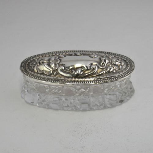 CUT GLASS BOX SILVER LID BIRMINGHAM 1906 ROBERT PRINGLE SONS - ADDITIONAL PHOTO 2