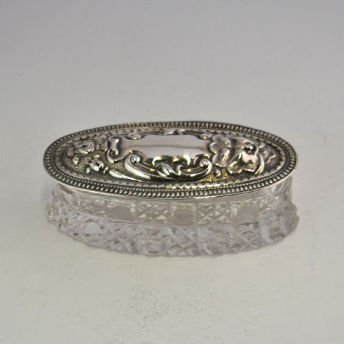CUT GLASS BOX SILVER LID BIRMINGHAM 1906 ROBERT PRINGLE SONS - ADDITIONAL PHOTO 3
