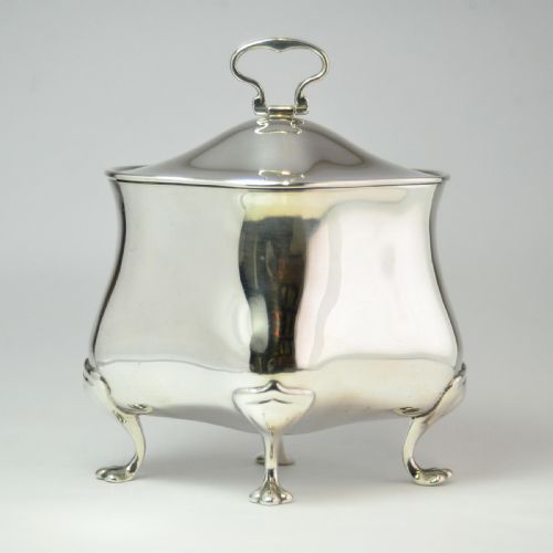 edwardian silver tea caddy walker hall sheffield 1905 - CATEGORY: ANTIQUE SILVER - DATED EDWARDIAN