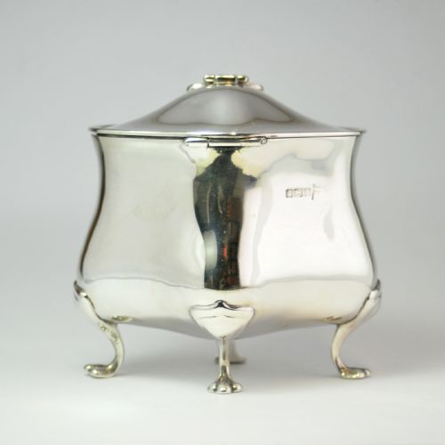 EDWARDIAN SILVER TEA CADDY WALKER HALL SHEFFIELD 1905 - ADDITIONAL PHOTO 6