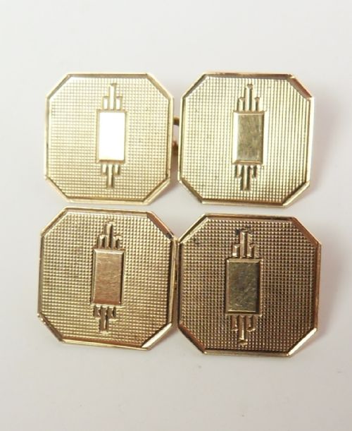 art deco 9ct solid gold cufflinks - CATEGORY: ANTIQUE JEWELLERY - DATED 1940