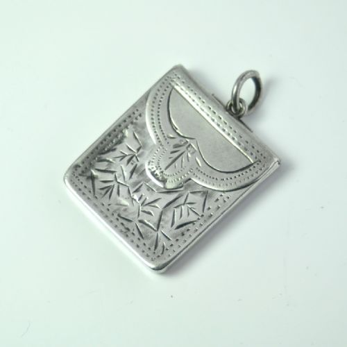 rare 'satchel'edwardian stamp case chester 1905 boots pure drug co njl10301 - CATEGORY: ANTIQUE SILVER - DATED EDWARDIAN