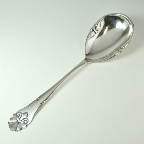 danish art nouveau silver serving spoon christian heise 1927 - CATEGORY: ANTIQUE SILVER - DATED 1930