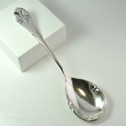 DANISH ART NOUVEAU SILVER SERVING SPOON CHRISTIAN HEISE 1927 - ADDITIONAL PHOTO 1