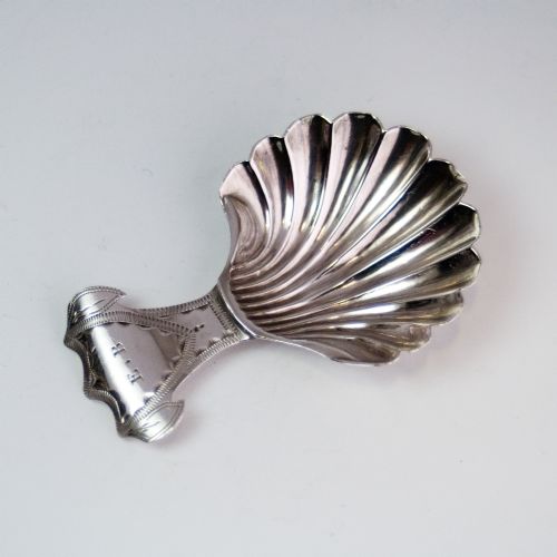georgian silver shell caddy spoon by pa bateman london 1797njl10390 - CATEGORY: ANTIQUE SILVER - DATED GEORGIAN