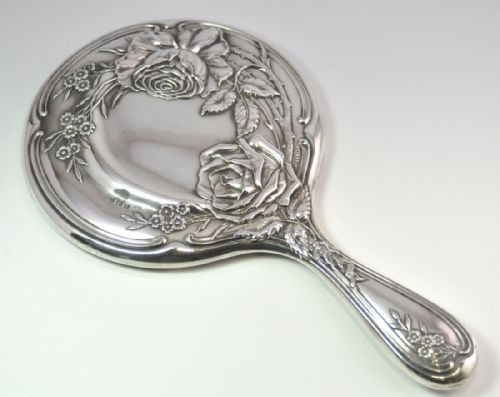 SILVER HAND MIRROR HALLMARKED BIRMINGHAM 1912 HENRY MATTHEWS NJL10671 - ADDITIONAL PHOTO 3