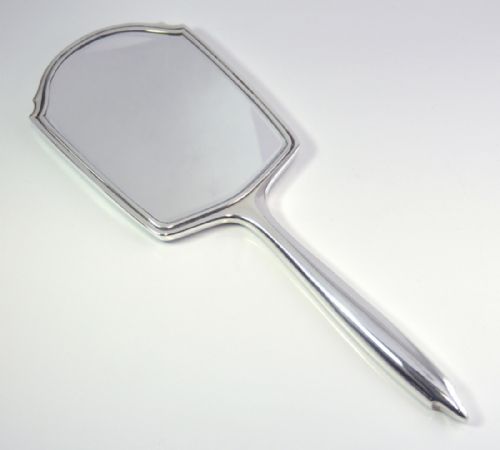 SILVER ART DECO HAND MIRROR BIRMINGHAM 1935 W H NEALE - ADDITIONAL PHOTO 3