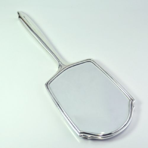 SILVER ART DECO HAND MIRROR BIRMINGHAM 1935 W H NEALE - ADDITIONAL PHOTO 4