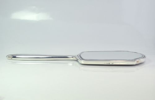 SILVER ART DECO HAND MIRROR BIRMINGHAM 1935 W H NEALE - ADDITIONAL PHOTO 5