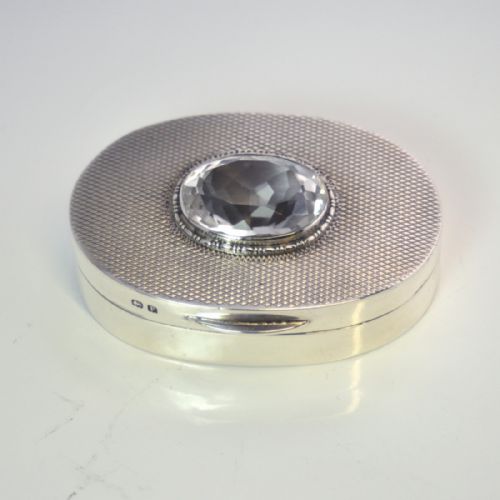 SILVER BOX CRYSTAL SET LID BIRMINGHAM 1930 BY HW - ADDITIONAL PHOTO 3