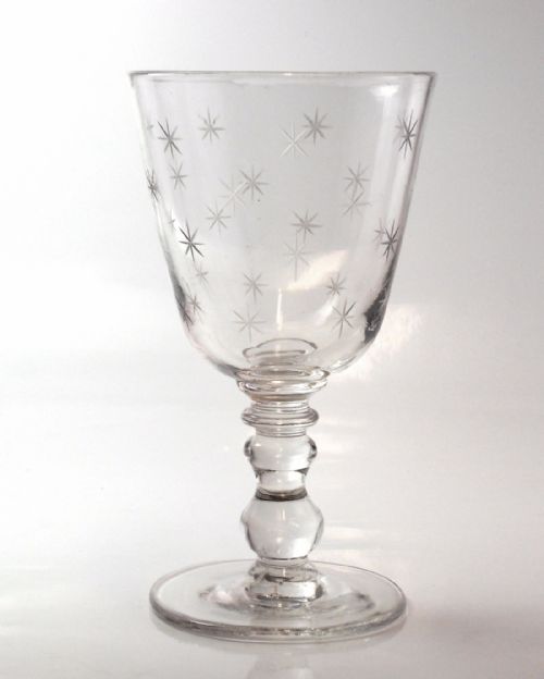 fine early victorian star cut wine glass - CATEGORY: ANTIQUE GLASS - DATED VICTORIAN