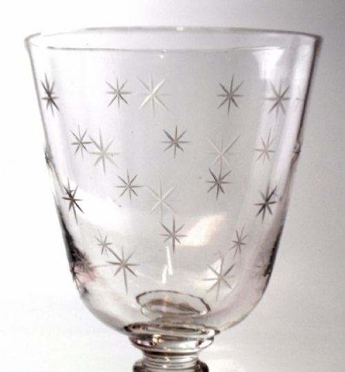 FINE EARLY VICTORIAN STAR CUT WINE GLASS - ADDITIONAL PHOTO 1