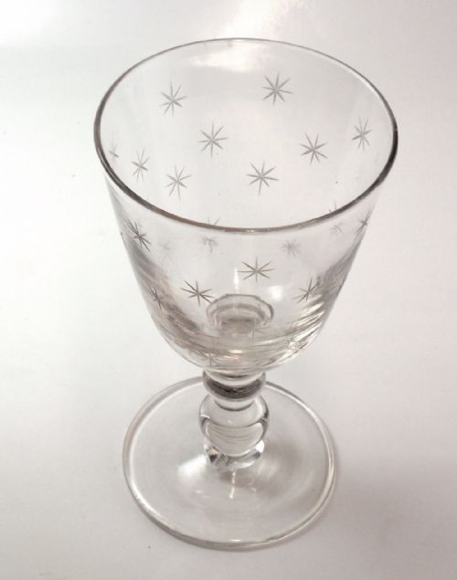 FINE EARLY VICTORIAN STAR CUT WINE GLASS - ADDITIONAL PHOTO 2