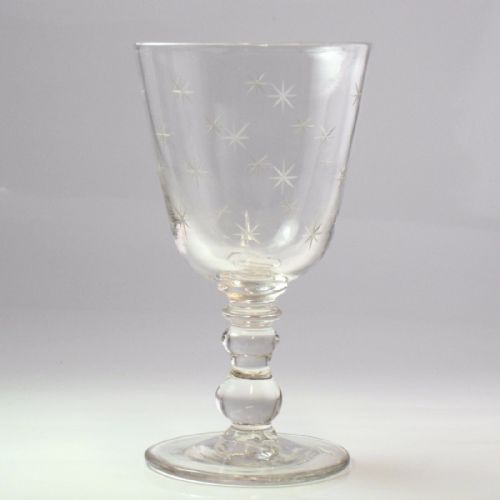 FINE EARLY VICTORIAN STAR CUT WINE GLASS - ADDITIONAL PHOTO 4