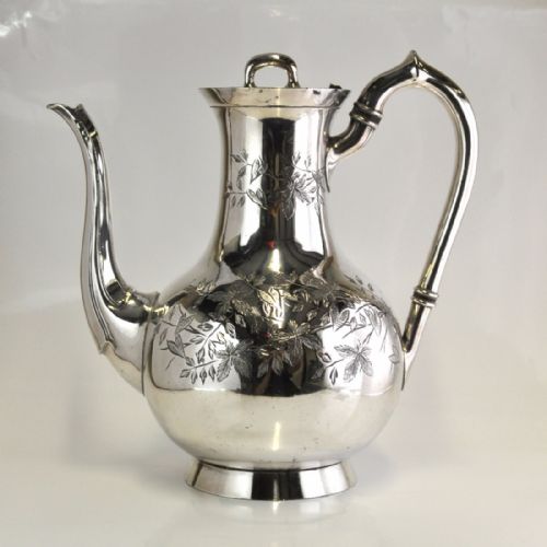 silver plated coffee pot aesthetic movement atkin bros - CATEGORY: ANTIQUE SILVER - DATED VICTORIAN